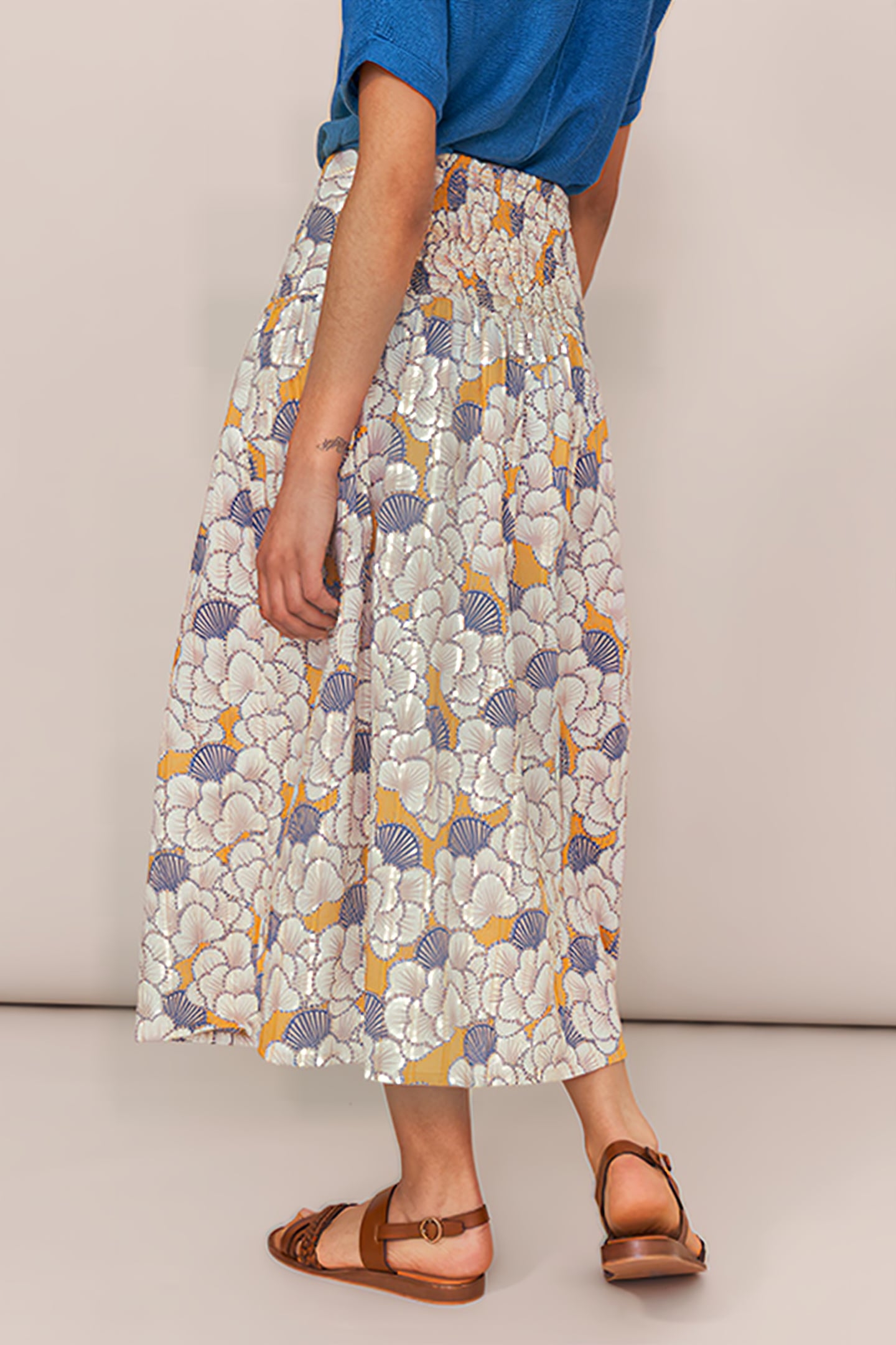 AVA COTTON MIDI SKIRT YELLOW MULTI 3