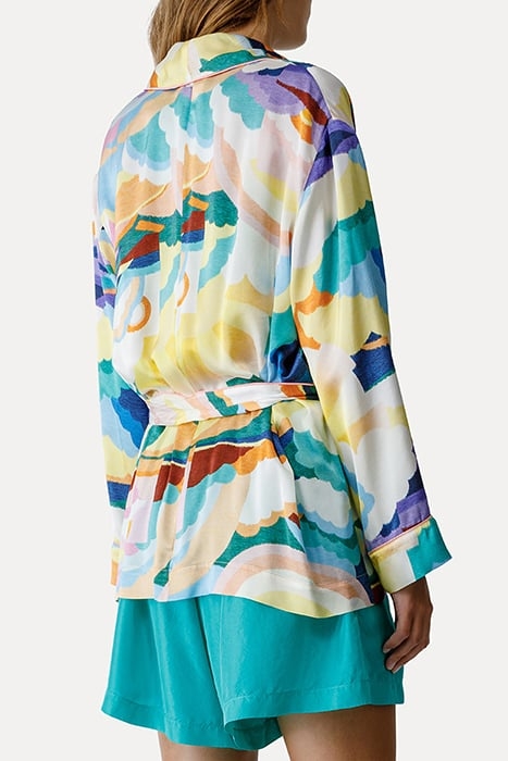 "UP ABOVE THE SKY" PRINT SATIN BELTED JACKET MORNING 3