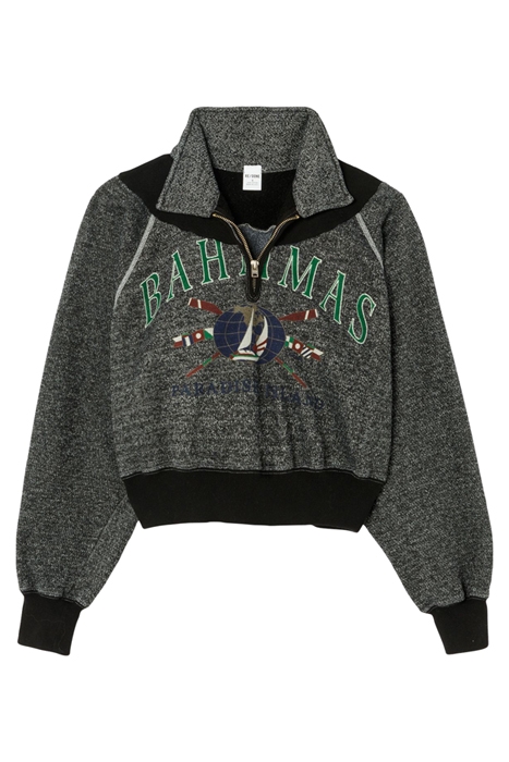 90S UPCYCLED CROP HALF ZIP ASSORTED BLACK 1