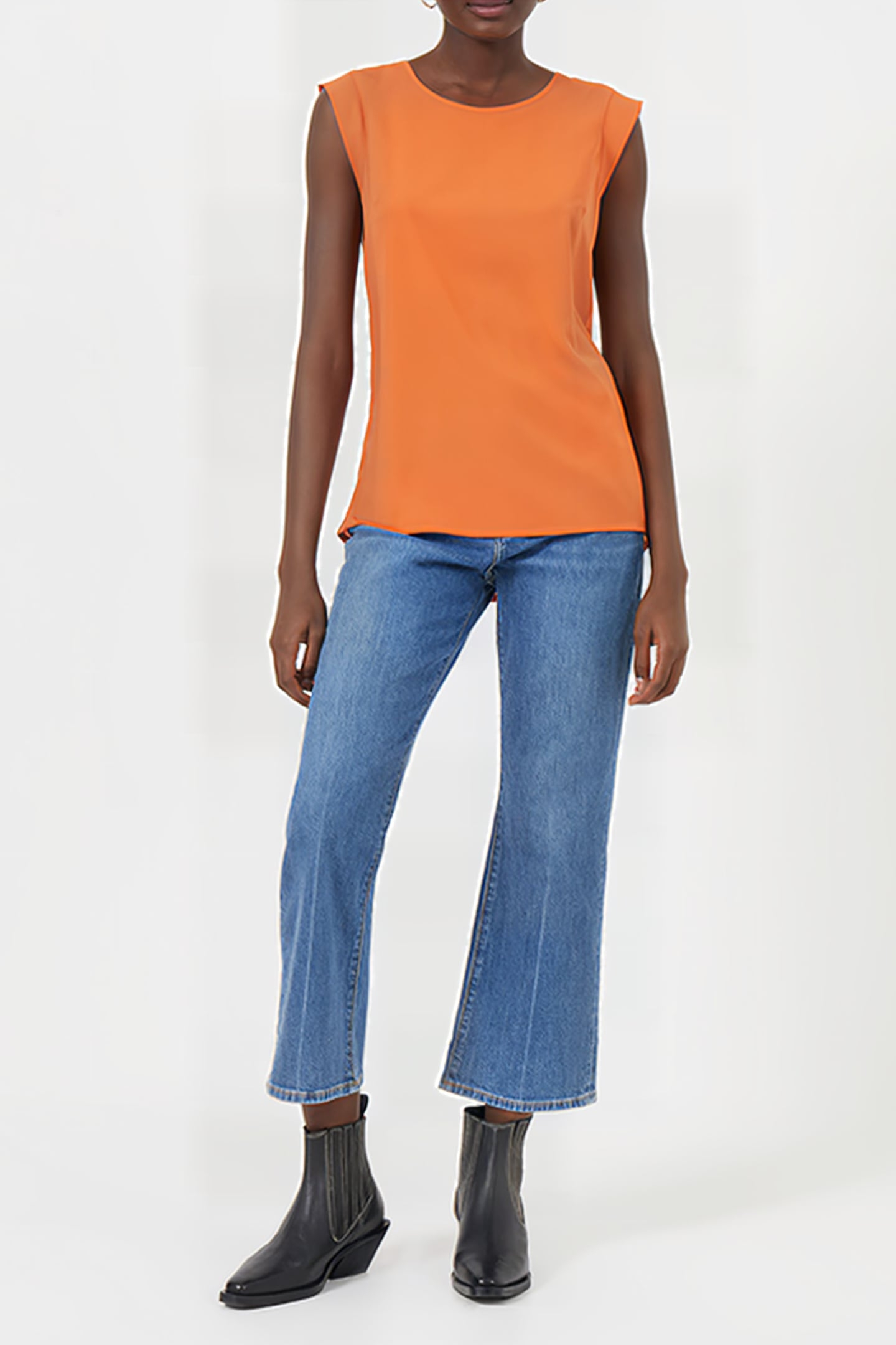 CREPE LIGHT CAPPED SLEEVE TEE BURNT ORANGE 2