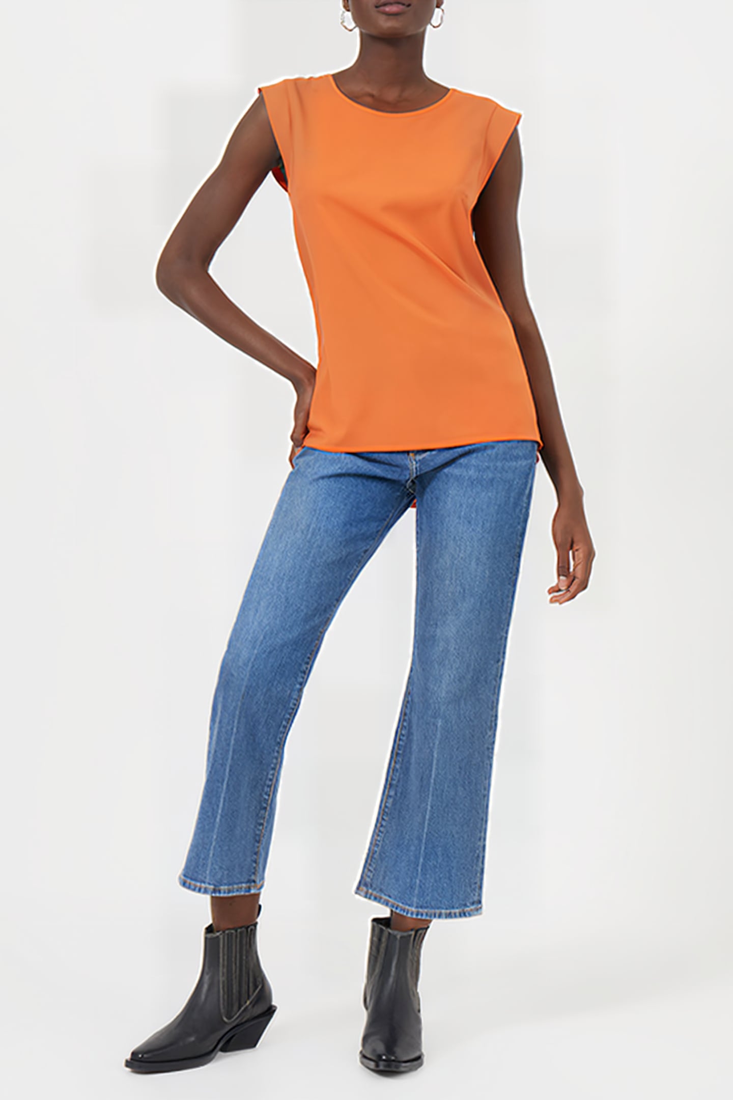 CREPE LIGHT CAPPED SLEEVE TEE BURNT ORANGE 4