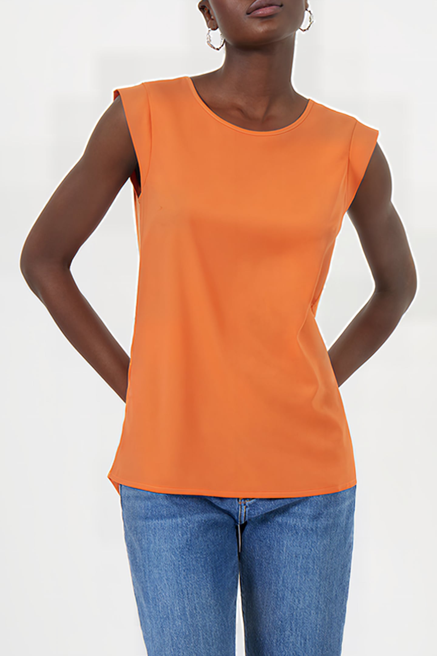 CREPE LIGHT CAPPED SLEEVE TEE BURNT ORANGE 1