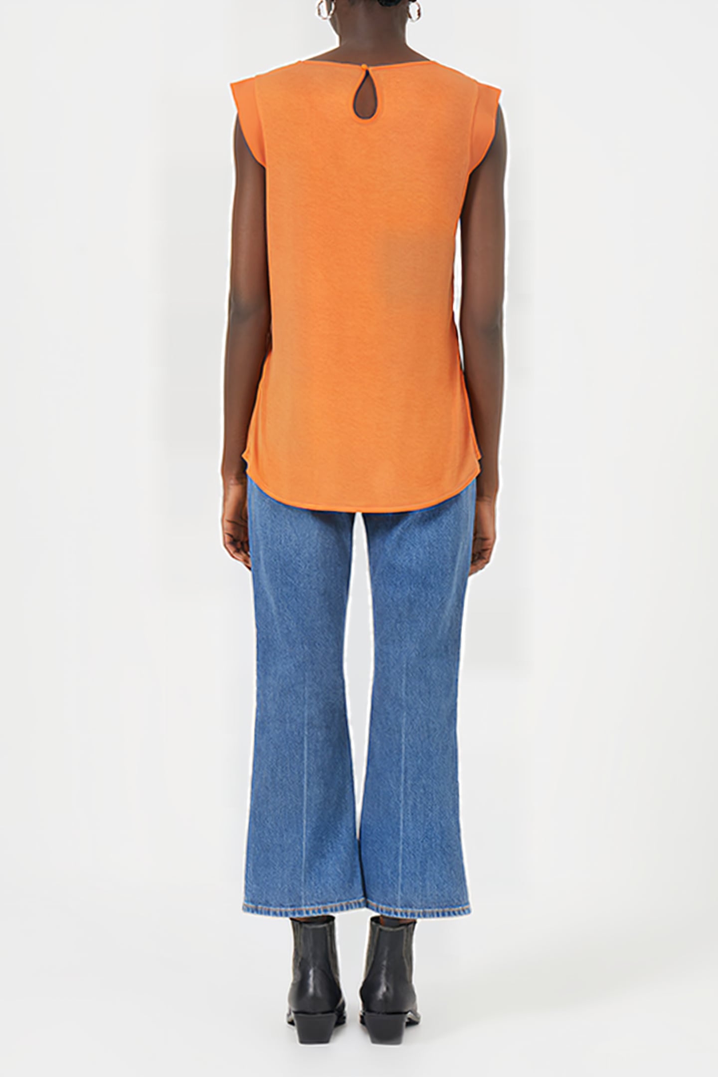 CREPE LIGHT CAPPED SLEEVE TEE BURNT ORANGE 3