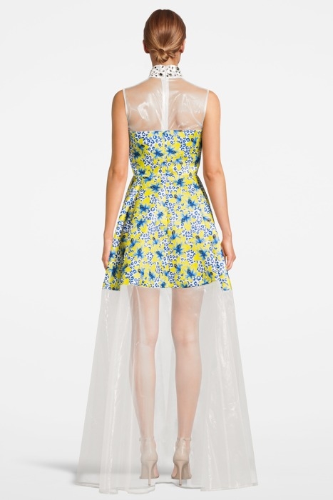 WOMEN‘S FLORAL FABRIC EVENING GOWN WHITE LILLY PRINT/ WHITE 2