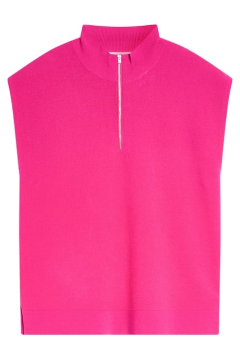 WOMEN SLEEVELESS HALFZIP KNITS RASPERRY PINK 1