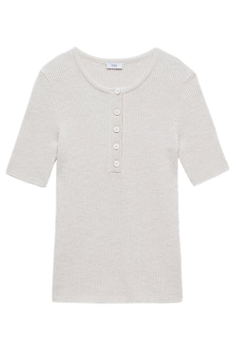 WOMEN HENLEY SHORT SLEEVE KNITS WHITE 5