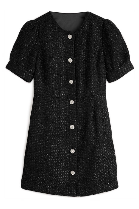 METALLIC TEXTURED MINI DRESS BLK 6