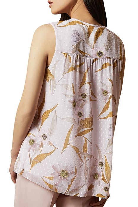 JIYLENA CABANA SMOCKED SLEEVELESS TOP LT-PINK 2