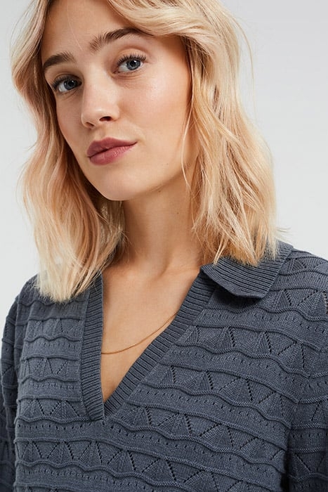 LADIES FINELY KNITTED SWEATER WITH OPENWORK STRUCTURE GREY 4