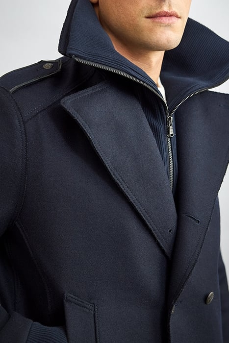NAVY BLUE RECYCLED WOOL COAT 4
