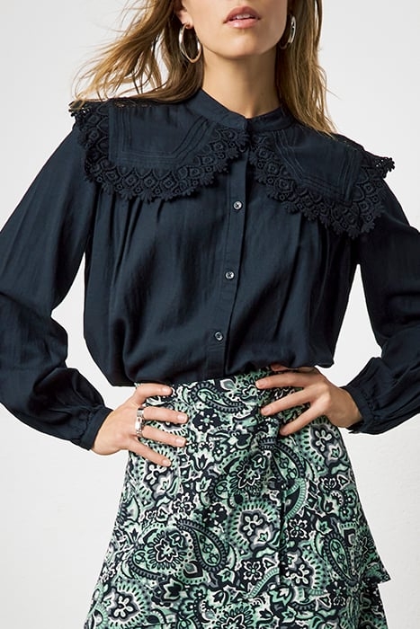 GREEN PAISLEY PRINT RUFFLED, DRAPED SKIRT 4