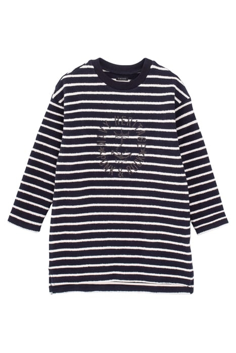GIRLS’ NAVY STRIPED, EMBROIDERED SAILOR DRESS OFF-WHITE 1
