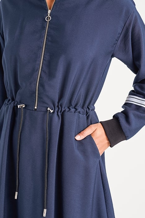 NAVY BLUE RIBBED ZIPPED DRESS 4