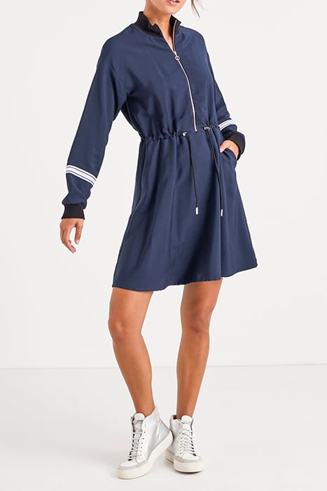 NAVY BLUE RIBBED ZIPPED DRESS 2