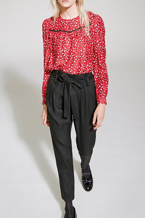 STRAIGHT PANTS BLACK HIGH WAIST REMOVABLE BELT WOMAN 3