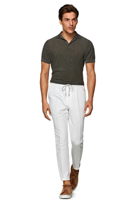 OFF WHITE HERRINGBONE DRAWSTRING AMES TROUSERS 3