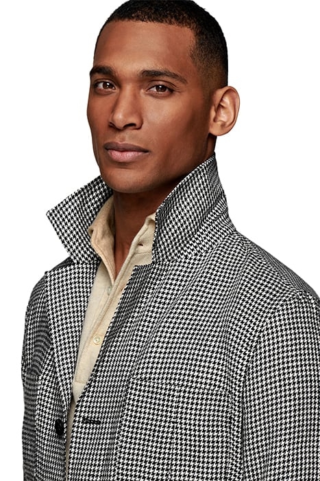 BLACK HOUNDSTOOTH BELTED SAFARI JACKET 5