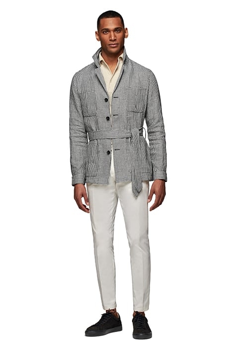 BLACK HOUNDSTOOTH BELTED SAFARI JACKET 4