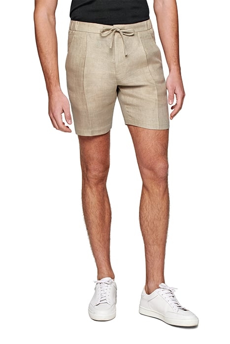 LIGHT BROWN HERRINGBONE DRAWSTRING AMES SHORTS 1