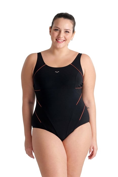 W JEWEL ONE PIECE PLUS BLACK PEONIA RED 2