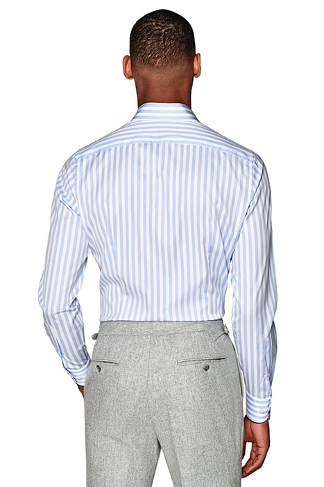 LIGHT BLUE STRIPED TWILL EXTRA SLIM FIT SHIRT 2