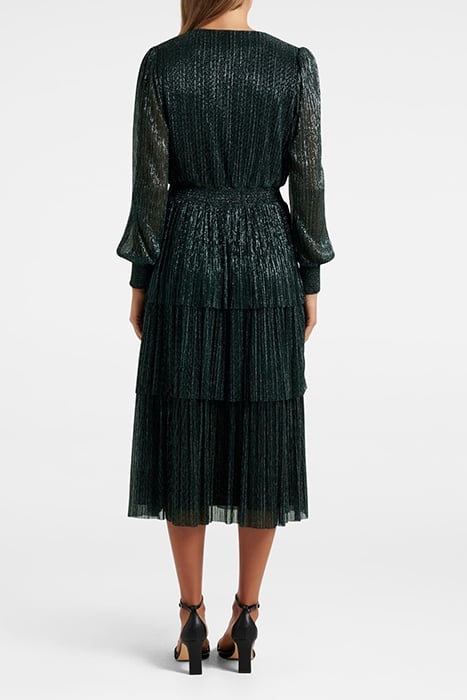 WINIFRED PLISSE MIDI DRESS DARK GREEN 2