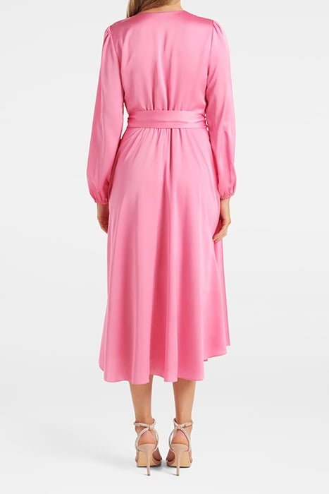 MARILYN SATIN WRAP MIDI DRESS PINK COSMOS 2