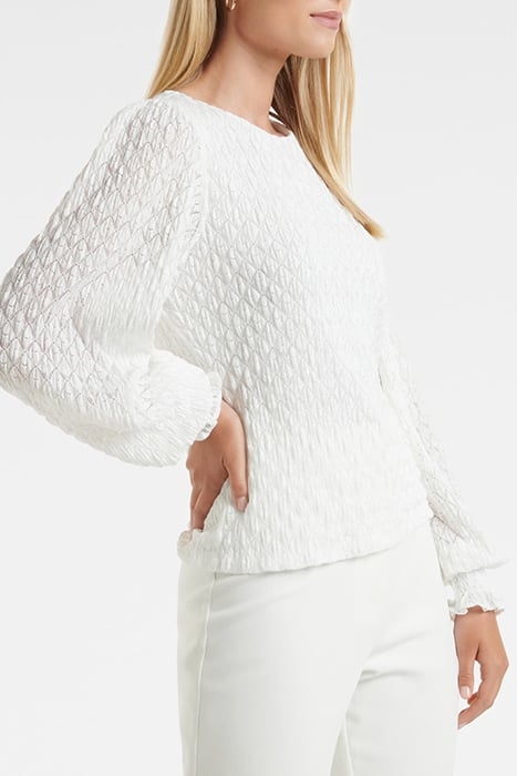 TYESHA LACE SHIRRED CUFF TOP PORCELAIN 4