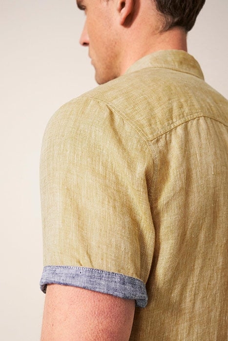 PEMBROKE SS LINEN SHIRT DARK YELLOW 3