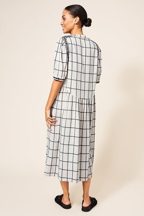 ANYA CHECK EMBROIDERED DRE NATURAL 2