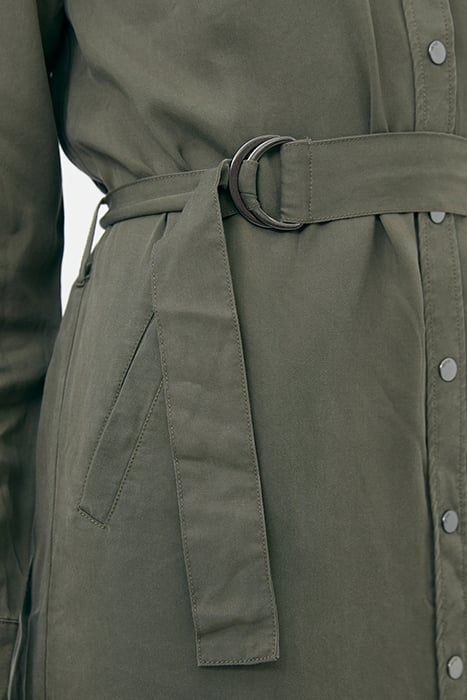 KHAKI TENCEL SHIRT DRESS WITH STUDDED BACK 5