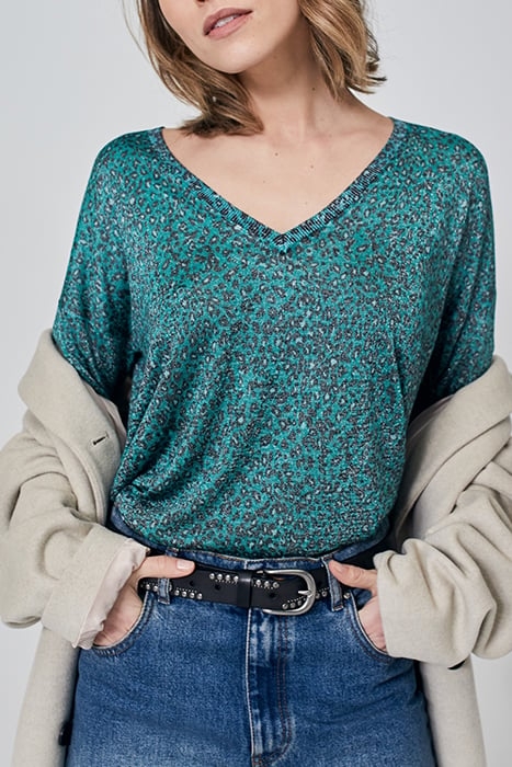 GREEN LUREX LEOPARD KNIT SWEATER 4