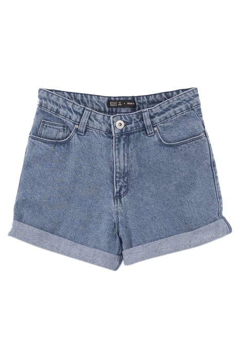 GIRLS’ BLUE ORGANIC COTTON CUFFED DENIM SHORTS 1