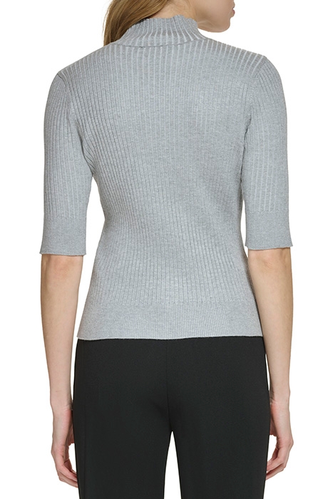 MOCKNECK RIB KNIT FLNT HTHR/IVRY 2