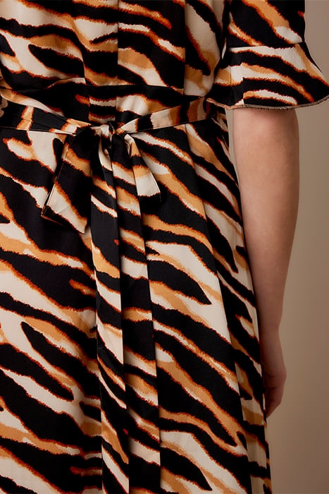 WRAP DRESS PRINTED POLYESTER WARM APRICOT 4