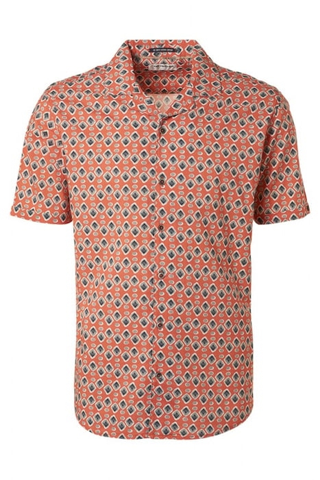 SHIRT SHORT SLEEVE RESORT COLLAR ALLOVER PRINTED PAPAYA 4