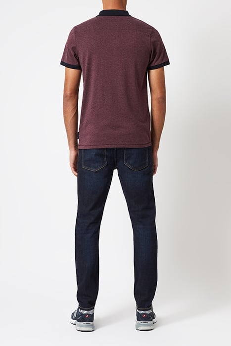 CONTRAST COLLAR POLO SHIRT BORDEAUX MEL/DK NAVY 2