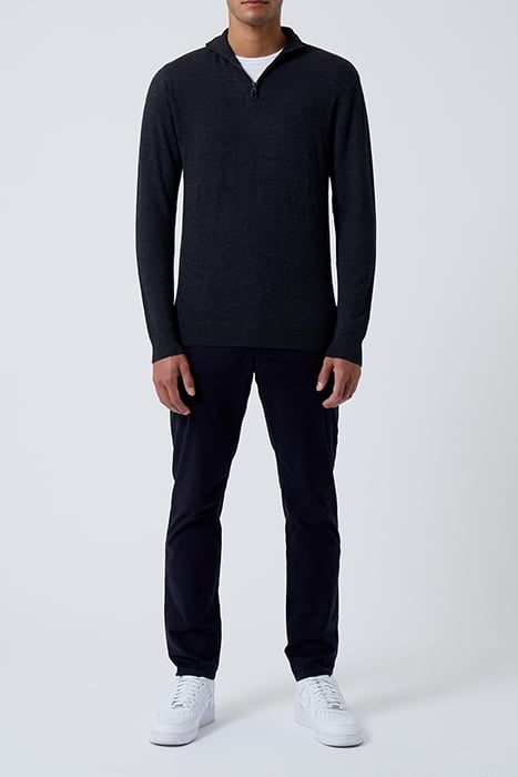 HALF ZIP KNIT SWEATER CHARCOAL MEL 1