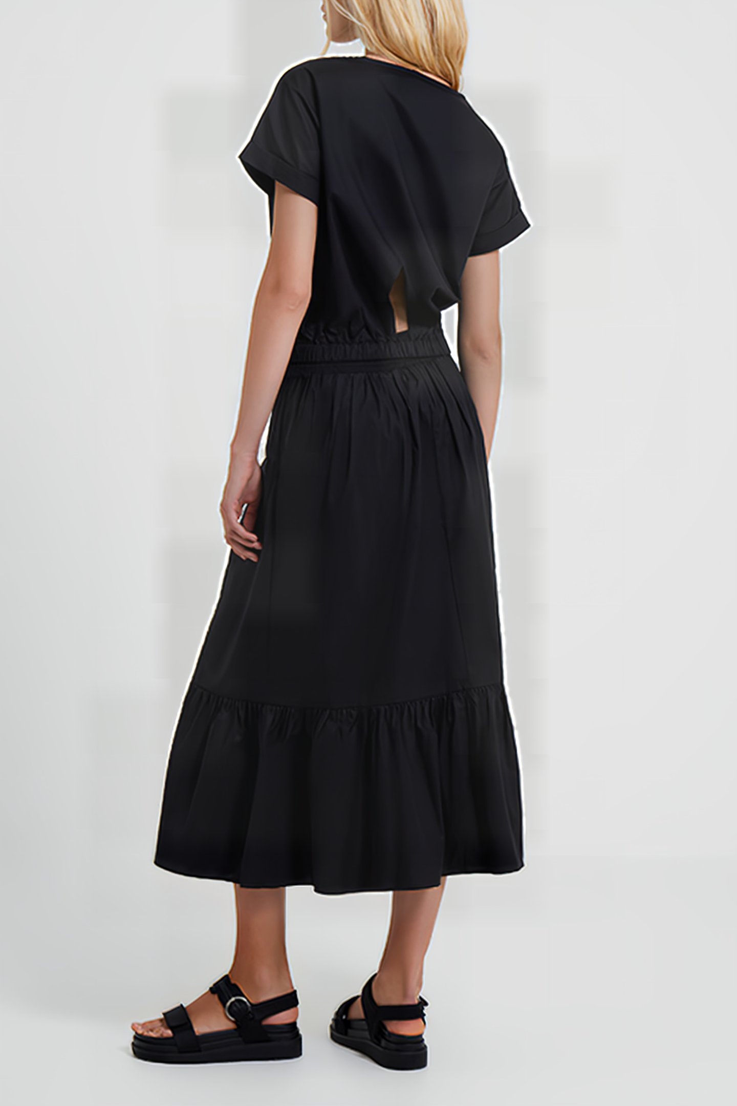 RHODES COTTON POPLIN KEYHOLE T-SHIRT BLACK 3