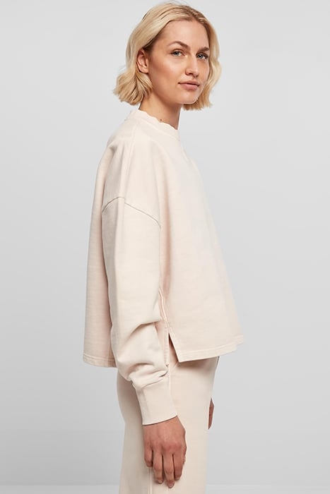 LADIES HEAVY TERRY GARMENT DYE CREWNECK PINK 7