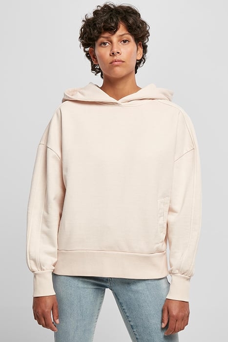 LADIES HEAVY TERRY GARMENT DYE HOODY PINK 1