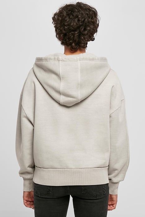 LADIES HEAVY TERRY GARMENT DYE HOODY WARMGREY 2