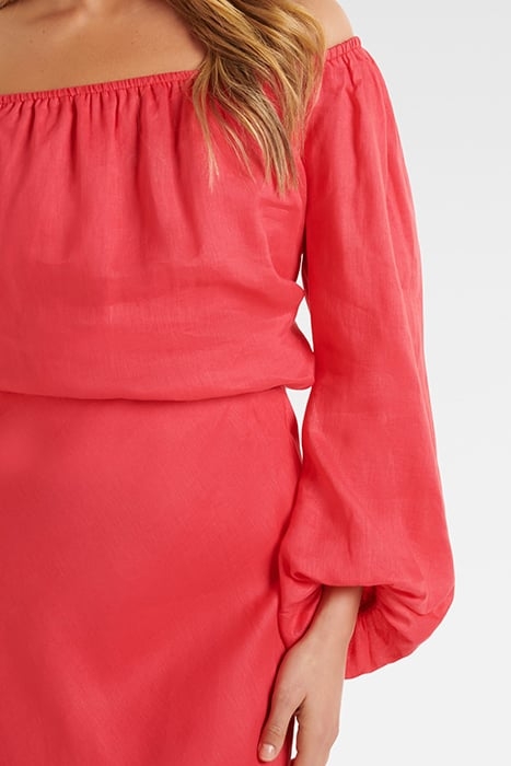 GISELLE LINEN BARDOT TOP HOT RASPBERRY 6