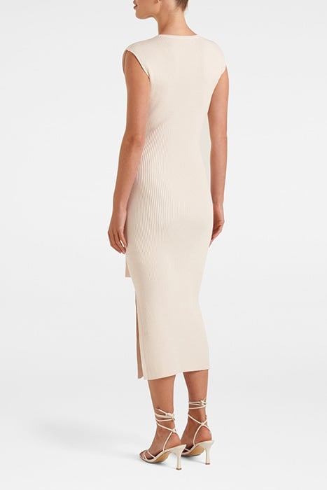 JACINTA EXTENDED SHOULDER HALF WRAP MIDI DRESS CREAM 2