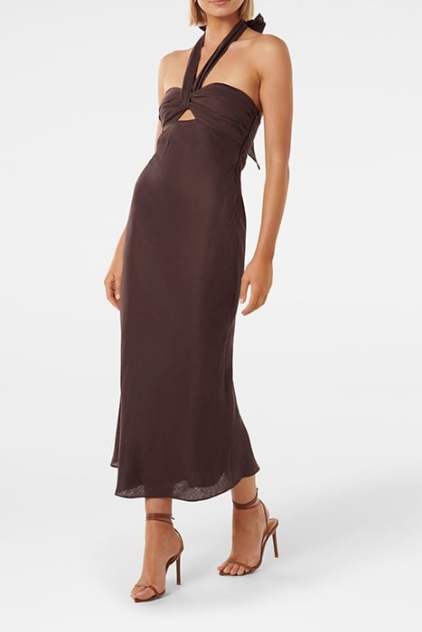 HALTER TUCK MIDI CHOCOLATE 4