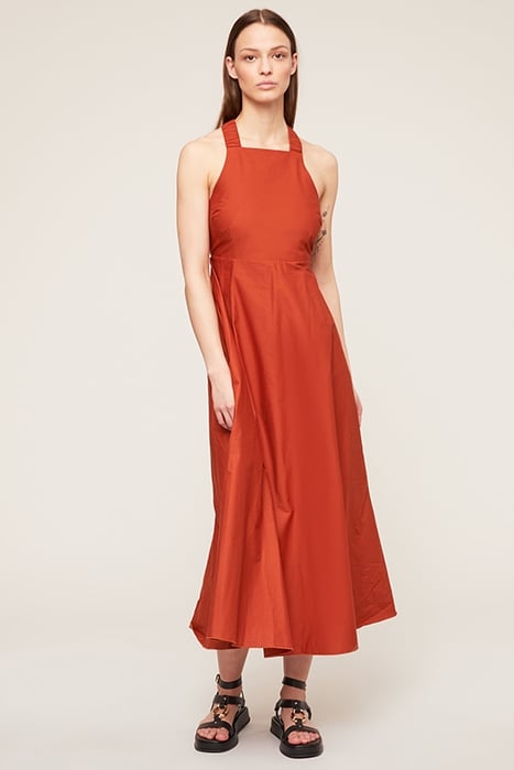LONG DRESS WITH BACK CROSSOVER BROWN 1
