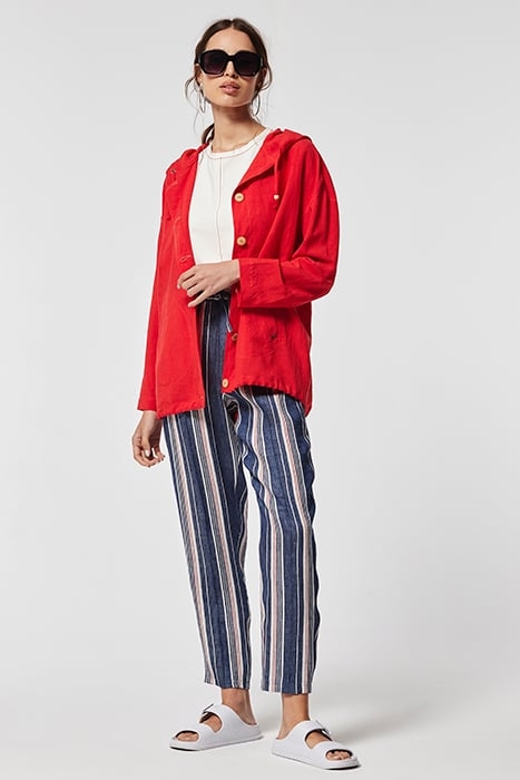 STRIPED LINEN DONGA TROUSERS BLUE 2