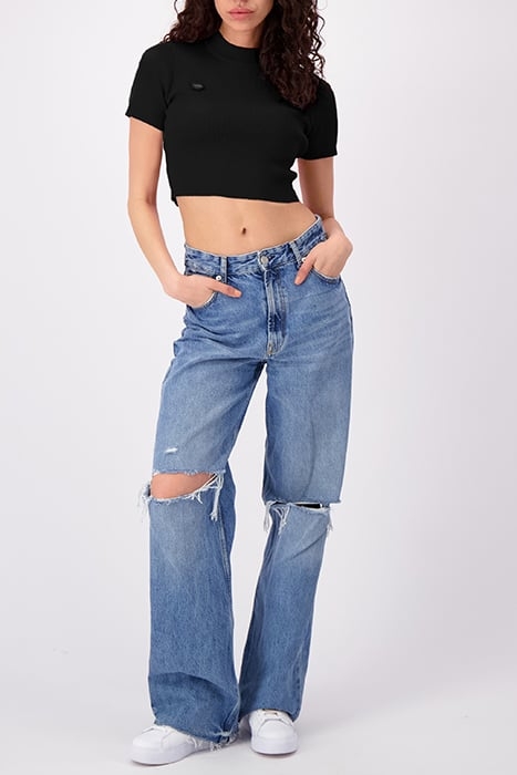 HIGH COLLAR RIB TOP BLACK 2