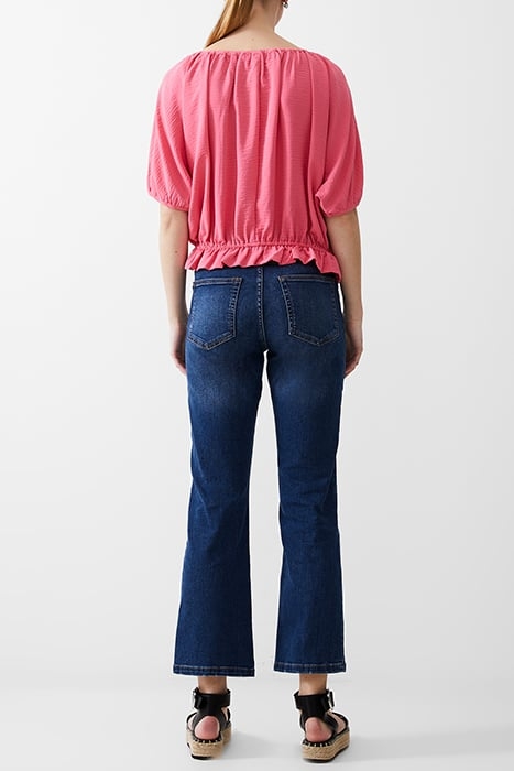 BUTTON CRINKLE PEASANT TOP CAMELLIA 3