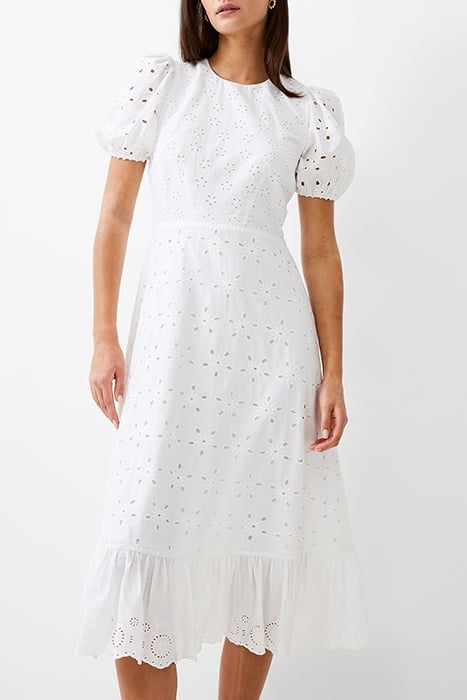 BRODERIE TIERED DRESS L WHITE 1